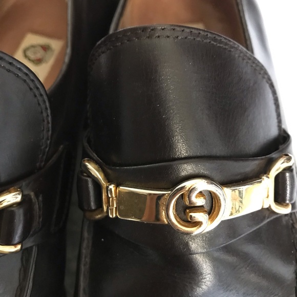 Gucci Dark Brown Loafers/Slips On w/ GG Logo Dress Men’s Shoes 42.5 US 8.5 - Picture 7 of 15